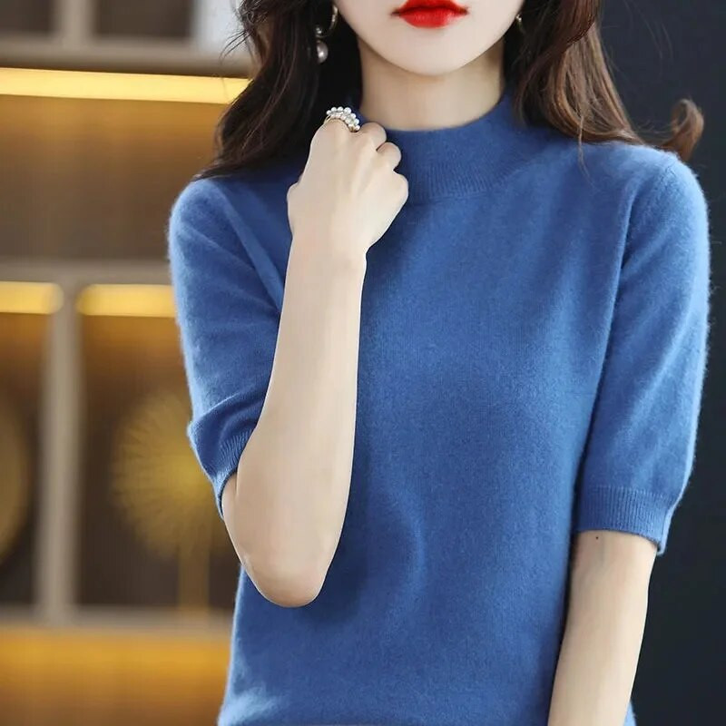 2023. gada jauns sieviešu džemperis, izrotāts kakls, biezs, silts pamata pulovers rudens ziemas trikotāžas džemperis, moderns korejiešu krekls ar apakšējo daļu