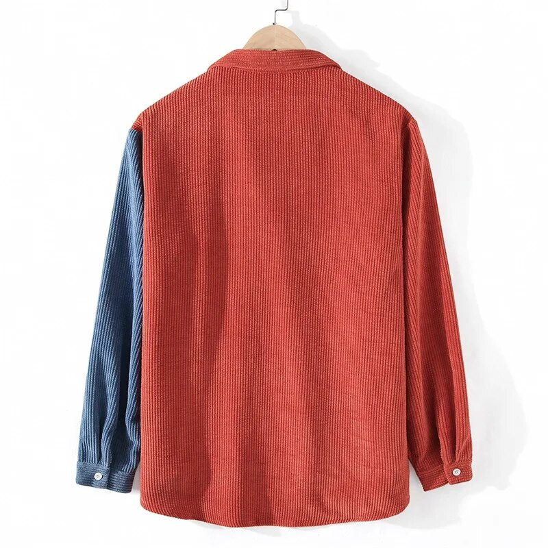 Rudens New Cargo Velvets Vīriešu ar garām piedurknēm Ikdienas Patchwork Pocket Vīriešu Krekli Augstas kvalitātes Virskreklu Blūzes Vīriešu Apģērbs