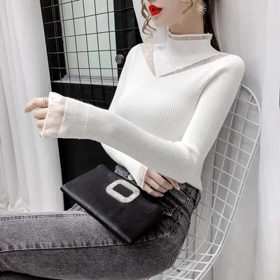 2023-as őszi tél szexi női pulóverek felsők Karcsú, szüreti pulóver, puha, meleg húzású női alkalmi pulóver, kötött pulóver