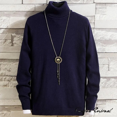 Rudens vīriešu džemperis ar apkakli silts vienkrāsains, plāns vīriešu ikdienas džemperis džemperis vīriešu ziemas apģērbs