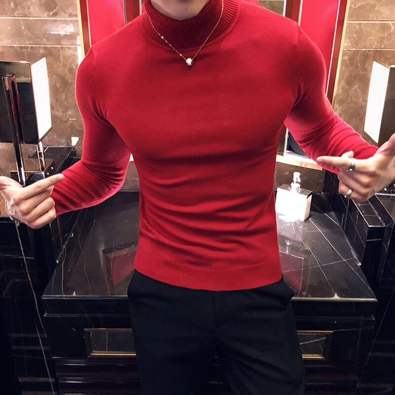 Rudens vīriešu džemperis ar apkakli silts vienkrāsains, plāns vīriešu ikdienas džemperis džemperis vīriešu ziemas apģērbs