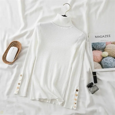 2023. gada jauni trikotāžas sieviešu džemperi, rievoti džemperi, džemperi ar apkakli Rudens ziemas pamata sieviešu džemperi, kas ir piemēroti mīkstiem siltiem topi