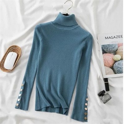 2023. gada jauni trikotāžas sieviešu džemperi, rievoti džemperi, džemperi ar apkakli Rudens ziemas pamata sieviešu džemperi, kas ir piemēroti mīkstiem siltiem topi