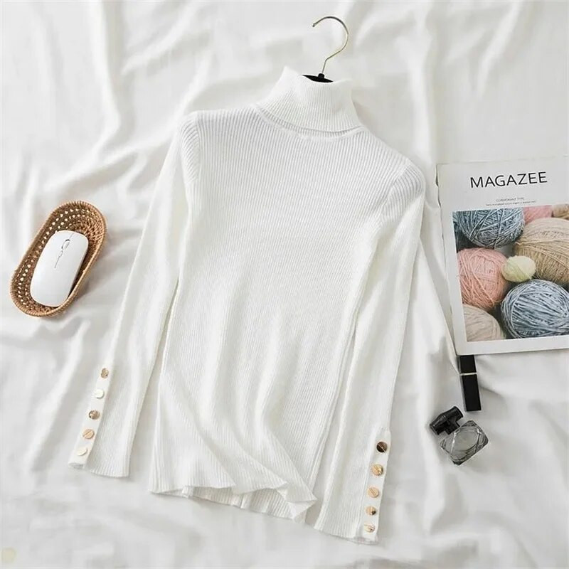 2023. gada jauni trikotāžas sieviešu džemperi, rievoti džemperi, džemperi ar apkakli Rudens ziemas pamata sieviešu džemperi, kas ir piemēroti mīkstiem siltiem topi