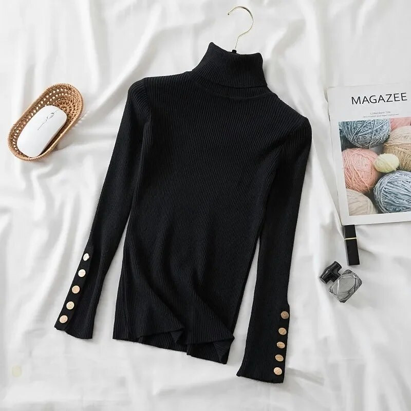 2023. gada jauni trikotāžas sieviešu džemperi, rievoti džemperi, džemperi ar apkakli Rudens ziemas pamata sieviešu džemperi, kas ir piemēroti mīkstiem siltiem topi