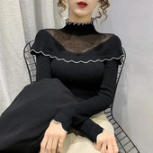 Uus Knitting Pullover kampsun pikkade varrukatega särk õhuke kilpkaelusega kampsunid sügistalvine pehme pluusiga džemprid naistele 2023