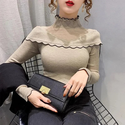 Uus Knitting Pullover kampsun pikkade varrukatega särk õhuke kilpkaelusega kampsunid sügistalvine pehme pluusiga džemprid naistele 2023