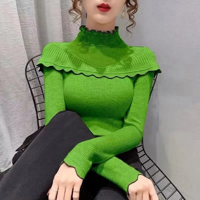 Uus Knitting Pullover kampsun pikkade varrukatega särk õhuke kilpkaelusega kampsunid sügistalvine pehme pluusiga džemprid naistele 2023