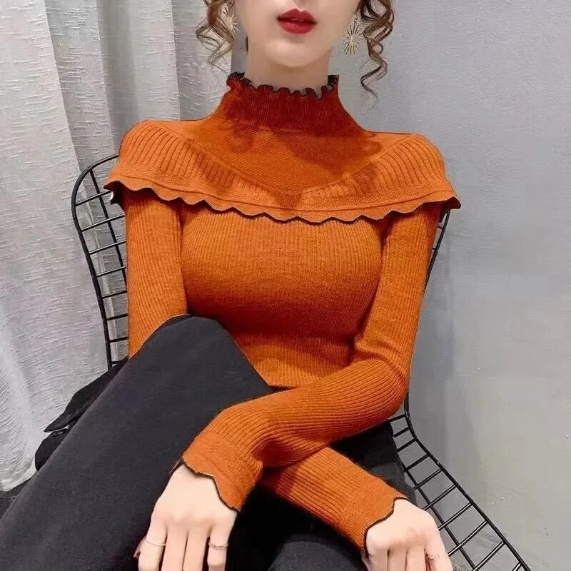 Uus Knitting Pullover kampsun pikkade varrukatega särk õhuke kilpkaelusega kampsunid sügistalvine pehme pluusiga džemprid naistele 2023