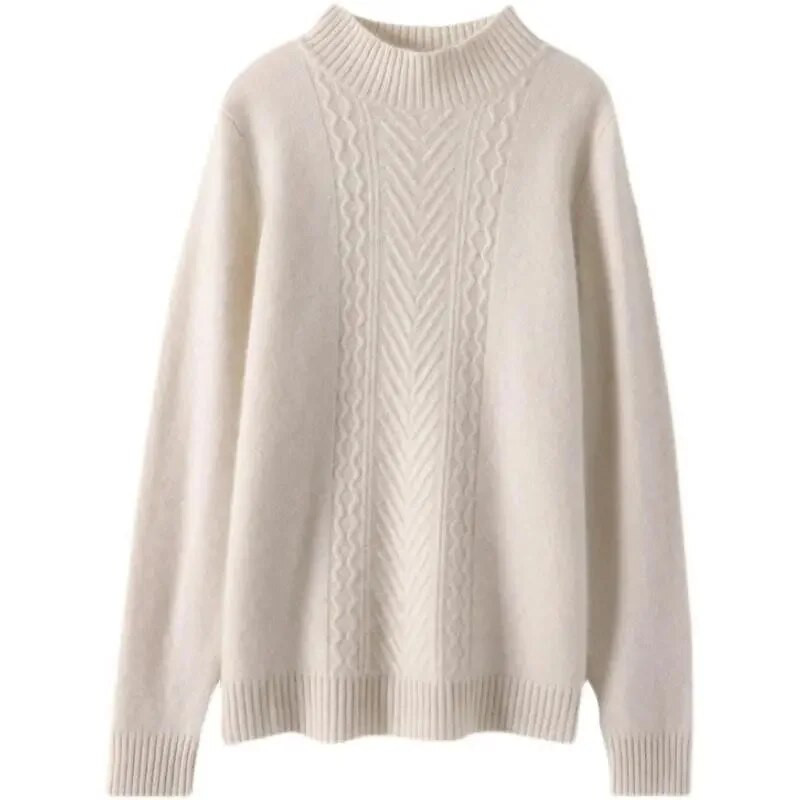 Biezi sieviešu džemperi ar apkakli Rudens Ziemas Topi Tievi sieviešu džemperi ar garām piedurknēm Trikotāžas džemperis Džemperis Mīksts, Silts Pulls