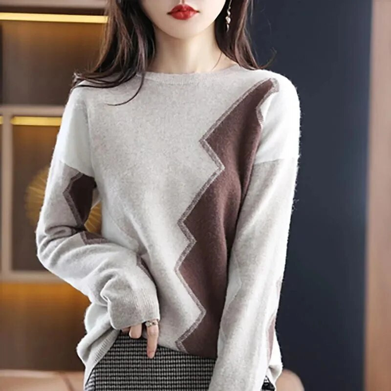 Γυναικείο πουλόβερ με λαιμόκοψη άνοιξη Φθινοπωρινό πλεκτό μακρυμάνικο λεπτό ζεστό πουλόβερ πουλόβερ Lady Basic πουλόβερ πλεκτό πουκάμισο με κάτω