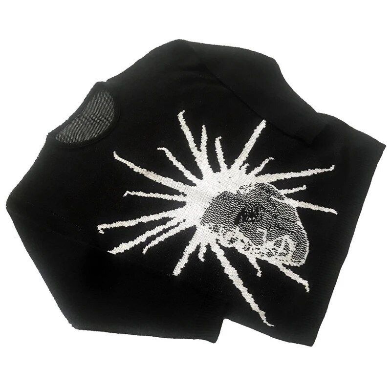 Harajuku Retro kötött pulóver Y2K férfi téli túlméretezett férfi rock hip-hop print rappulóver női pulóver EMO