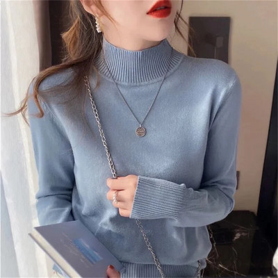 Naiste sügisene kaelusega kampsun, kootud pehmed pulloverid, kašmiirst džemprid, põhilised kampsunid naistele 2023. aasta sügistalvine kampsun