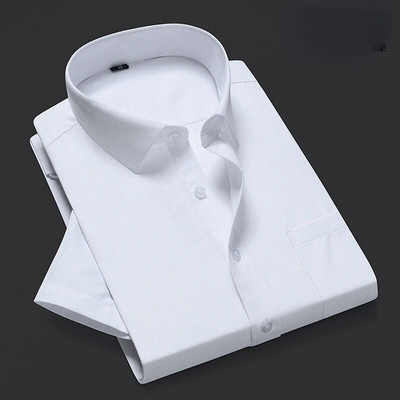 Καλοκαιρινό κοντό μανίκι S~8xl Ανδρικό πουκάμισο με ριγέ φόρεμα τετράγωνο γιακά αντι-σιδερένιο κανονική εφαρμογή Αντιρυτιδικό ανδρικό κοινωνικό πουκάμισο