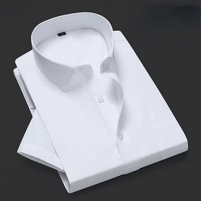 Καλοκαιρινό κοντό μανίκι S~8xl Ανδρικό πουκάμισο με ριγέ φόρεμα τετράγωνο γιακά αντι-σιδερένιο κανονική εφαρμογή Αντιρυτιδικό ανδρικό κοινωνικό πουκάμισο