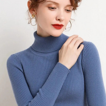 2023 Νέα γυναικεία πουλόβερ με ζιβάγκο Φθινοπωρινό Χειμώνα Χοντρό ζεστό πουλόβερ Λεπτές μπλούζες με ραβδώσεις πλεκτό πουλόβερ πουλόβερ με απαλό τράβηγμα Γυναικείο