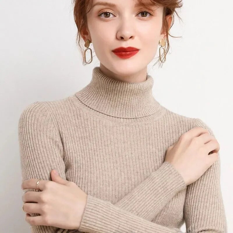 2023. aasta uued kilpkaelusega naiste kampsunid, sügistalvised paksud, soojad särk, õhukesed topid, soonikuga kootud kampsun, pehme tõmbega naissoost kampsun