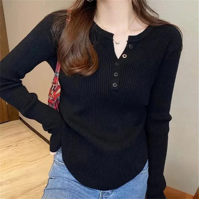 Jesen Zimski pulover Slim Fit Basic Puloveri 2023. Modni korejski pleteni gornji dijelovi s donjim dijelom Ženski džemperi Džemperi Pull Femme