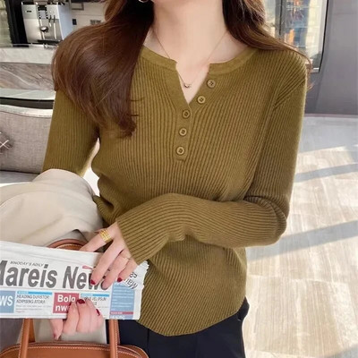 Jesen Zimski pulover Slim Fit Basic Puloveri 2023. Modni korejski pleteni gornji dijelovi s donjim dijelom Ženski džemperi Džemperi Pull Femme