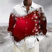 Boldog karácsonyt Férfi ing Fesztivál Party Férfi ruhák Alkalmi Harajuku hosszú ujjú ing férfiaknak Streetwear Vintage felső blúz