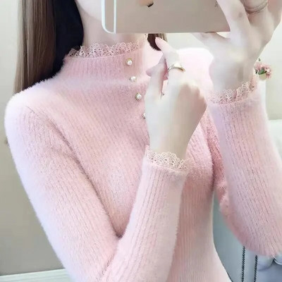 2023. gada jauns trikotāžas sieviešu džemperis, rudens ziemas korejiešu džemperis, sieviešu džemperis ar garām piedurknēm, zils džemperis