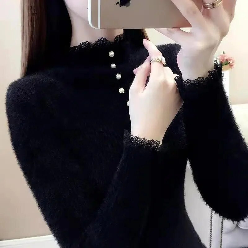 2023. gada jauns trikotāžas sieviešu džemperis, rudens ziemas korejiešu džemperis, sieviešu džemperis ar garām piedurknēm, zils džemperis