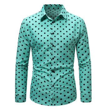 FGKKS 2023 Нова марка Мъжки ризи на точки Памучни ризи с дълъг ръкав Мъжка тънка бизнес ежедневна рокля на цветя Мъжка риза