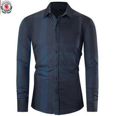 Fredd Marshall 2023 New Fashion Patchwork καρό ανδρικό πουκάμισο με κουμπιά casual μακρυμάνικο 100% βαμβακερό φόρεμα πουκάμισα Social tops