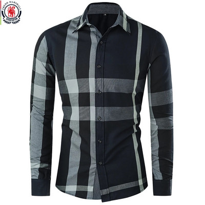 Fredd Marshall 2023 New Fashion Patchwork καρό ανδρικό πουκάμισο με κουμπιά casual μακρυμάνικο 100% βαμβακερό φόρεμα πουκάμισα Social tops