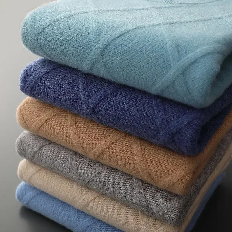 Vīriešu kašmira džemperis rudens ziemas mīksts silts džemperis džemperis halāts Hombre Pull Homme Hiver pulovers ar O veida kakla trikotāžas džemperi