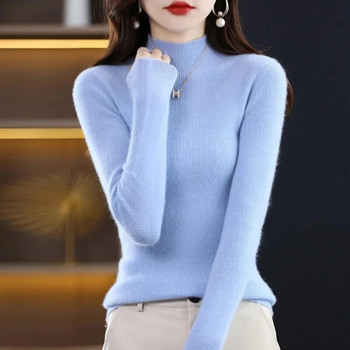 Φθινόπωρο Χειμώνας 2023 Νέο Γυναικείο Πουλόβερ 100% Βιζόν Κασμίρ Πλεκτό Πουλόβερ Κορεατικής μόδας Απαλό Γυναικείο Μπλουζ