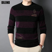 DILEMO Knit Crew ανδρικό πουλόβερ κορυφαίας ποιότητας Χοντρά ζεστά νέα φθινοπωρινά μόδα Πουλόβερ μασίφ ριγέ Χειμερινά casual ανδρικά ρούχα