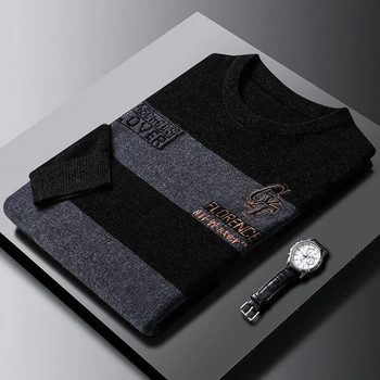 DILEMO Knit Crew ανδρικό πουλόβερ κορυφαίας ποιότητας Χοντρά ζεστά νέα φθινοπωρινά μόδα Πουλόβερ μασίφ ριγέ Χειμερινά casual ανδρικά ρούχα