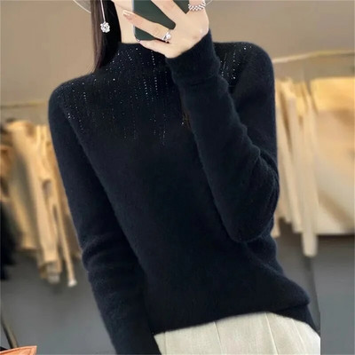 Új női garbós pulóverek Kötő pulóver Vékony, magas gallérú pulóverek Őszi Téli Basic Jumper hosszú ujjú alsó felső