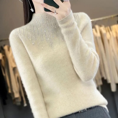 Új női garbós pulóverek Kötő pulóver Vékony, magas gallérú pulóverek Őszi Téli Basic Jumper hosszú ujjú alsó felső