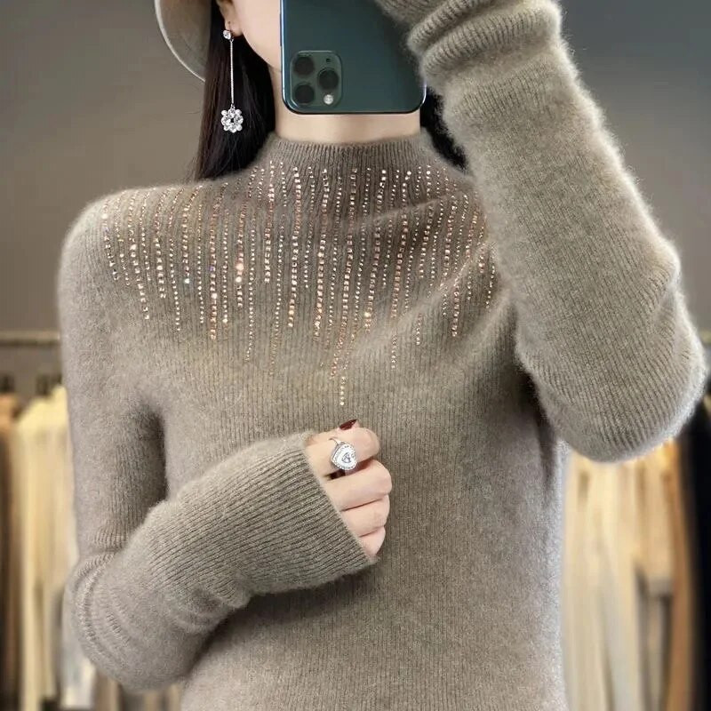 Új női garbós pulóverek Kötő pulóver Vékony, magas gallérú pulóverek Őszi Téli Basic Jumper hosszú ujjú alsó felső