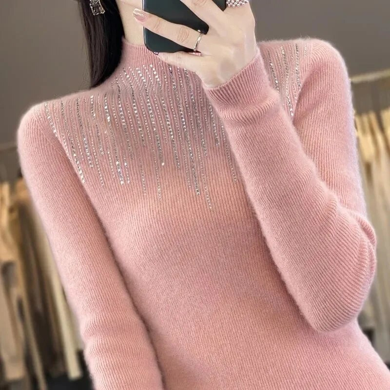 Új női garbós pulóverek Kötő pulóver Vékony, magas gallérú pulóverek Őszi Téli Basic Jumper hosszú ujjú alsó felső