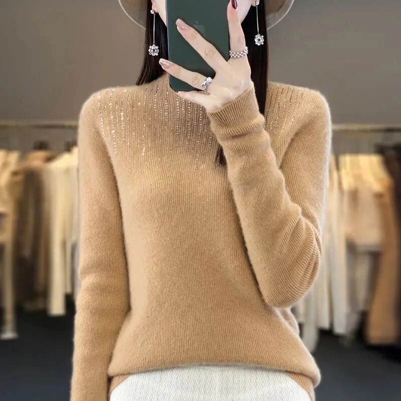 Új női garbós pulóverek Kötő pulóver Vékony, magas gallérú pulóverek Őszi Téli Basic Jumper hosszú ujjú alsó felső