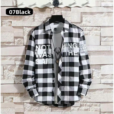 Vīriešu apģērbs Jauns 2023. gada modes pavasara rudens ikdienišķs rūtains krekls ar garām piedurknēm Retro jaunatnes ikdienišķs, vispiemērotākais vīriešu krekla mētelis S-5XL