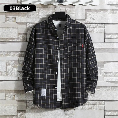 Vīriešu apģērbs Jauns 2023. gada modes pavasara rudens ikdienišķs rūtains krekls ar garām piedurknēm Retro jaunatnes ikdienišķs, vispiemērotākais vīriešu krekla mētelis S-5XL