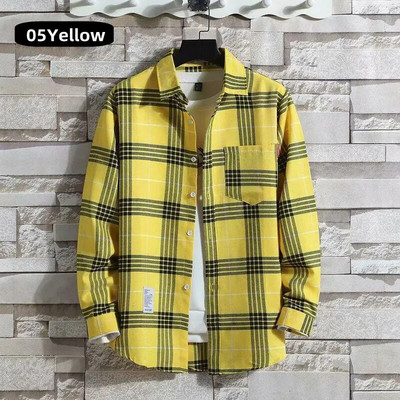 Vīriešu apģērbs Jauns 2023. gada modes pavasara rudens ikdienišķs rūtains krekls ar garām piedurknēm Retro jaunatnes ikdienišķs, vispiemērotākais vīriešu krekla mētelis S-5XL