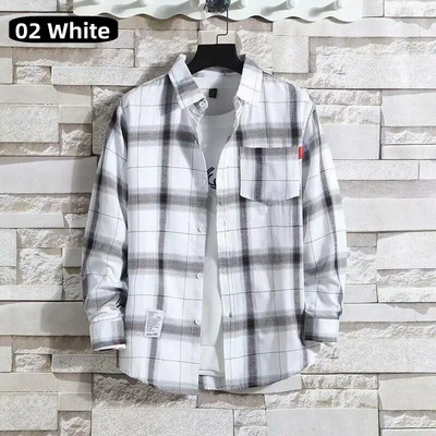 Vīriešu apģērbs Jauns 2023. gada modes pavasara rudens ikdienišķs rūtains krekls ar garām piedurknēm Retro jaunatnes ikdienišķs, vispiemērotākais vīriešu krekla mētelis S-5XL
