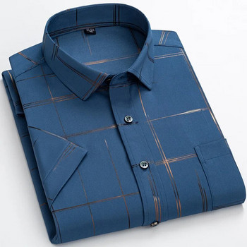 6XL Νέο καλοκαιρινό ανδρικό κοντομάνικο εμπριμέ μπλουζάκια στρέντωμα μόδας καρό ριγέ επαγγελματικό επίσημο κοινωνικό ανδρικό πουκάμισο
