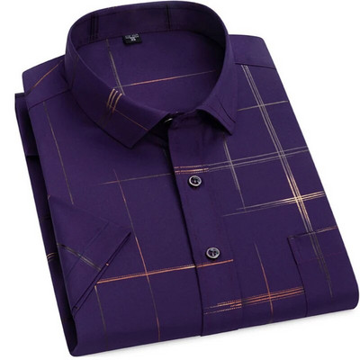 6XL Νέο καλοκαιρινό ανδρικό κοντομάνικο εμπριμέ μπλουζάκια στρέντωμα μόδας καρό ριγέ επαγγελματικό επίσημο κοινωνικό ανδρικό πουκάμισο