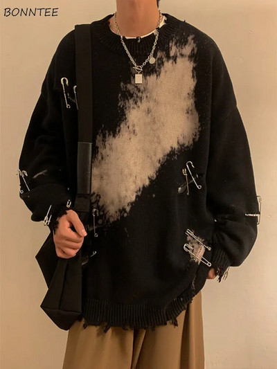 Džemperis Vīriešu Apģērbi Puloveri Trikotāžas Ielu apģērbi Y2k Baggy Teens Temper American Ripped Design Unisex Chic Hipster Casual