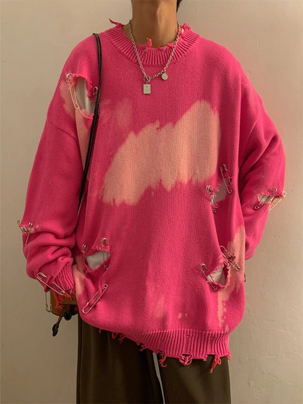 Džemperis Vīriešu Apģērbi Puloveri Trikotāžas Ielu apģērbi Y2k Baggy Teens Temper American Ripped Design Unisex Chic Hipster Casual