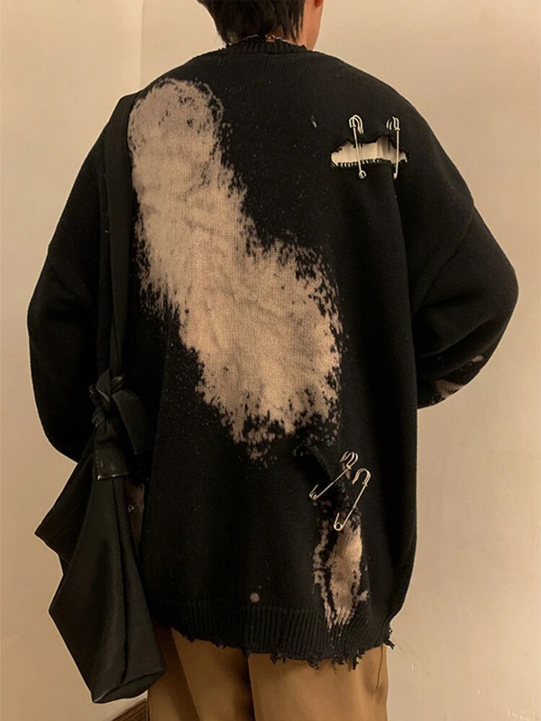 Džemperis Vīriešu Apģērbi Puloveri Trikotāžas Ielu apģērbi Y2k Baggy Teens Temper American Ripped Design Unisex Chic Hipster Casual