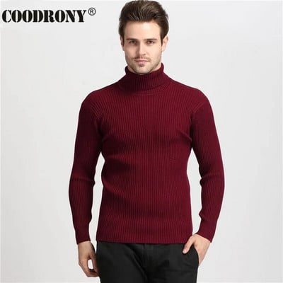 COODRONY téli vastag, meleg kasmír pulóver Férfi garbós férfi pulóverek Slim Fit pulóver Férfi klasszikus gyapjú kötöttáru Pull Homme