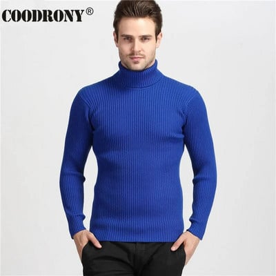 COODRONY téli vastag, meleg kasmír pulóver Férfi garbós férfi pulóverek Slim Fit pulóver Férfi klasszikus gyapjú kötöttáru Pull Homme