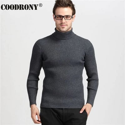 COODRONY téli vastag, meleg kasmír pulóver Férfi garbós férfi pulóverek Slim Fit pulóver Férfi klasszikus gyapjú kötöttáru Pull Homme